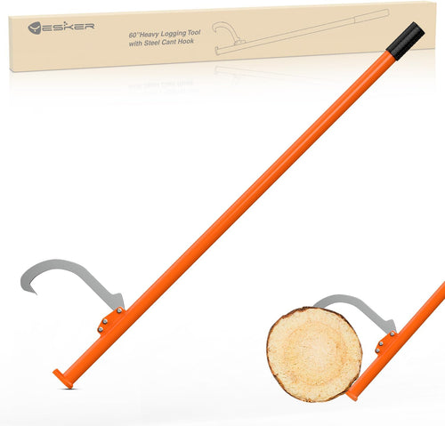 Nilight 60 Inch Cant Hook for Log Roller Logging Tools with Adjustable Steel Cant Hooks & Rubber Grip Heavy Duty Timberjack Log Lifter Mover for Rolling, Raising, Turning Logs up to 32 Inch Diameter, Orange