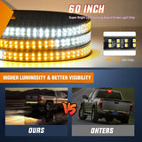 Nilight 60 Inch Truck Tailgate Strobe Light Strip Tail Emergency Bar Rear Window Warning Lamp Ultra-Bright Double Row 360 LED for Pickup Trailers Construction Vehicles Car SUV, Amber White, view 3