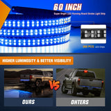 Nilight 60 Inch Truck Tailgate Strobe Light Strip Tail Emergency Bar Rear Window Warning Lamp Ultra-Bright Double Row 360 LED for Pickup Trailers Construction Vehicles Car SUV, Blue, view 3