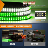 Nilight 60 Inch Truck Tailgate Strobe Light Strip Tail Emergency Bar Rear Window Warning Lamp Ultra-Bright Double Row 360 LED for Pickup Trailers Construction Vehicles Car SUV, Green White, view 3