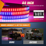 Nilight 60 Inch Truck Tailgate Strobe Light Strip Tail Emergency Bar Rear Window Warning Lamp Ultra-Bright Double Row 360 LED for Pickup Trailers Construction Vehicles Car SUV, Red Blue, view 3