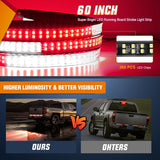 Nilight 60 Inch Truck Tailgate Strobe Light Strip Tail Emergency Bar Rear Window Warning Lamp Ultra-Bright Double Row 360 LED for Pickup Trailers Construction Vehicles Car SUV, Red White, view 3