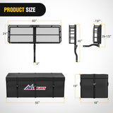 Nilight 60 Inch x 24 Inchx 7.87 Inch Folding Carrier Fits 2-Inch Receiver 500 Lbs Capacity Bag Net Ratchet Straps Lock Stabilizer for SUV Pickup RV Van, view 3