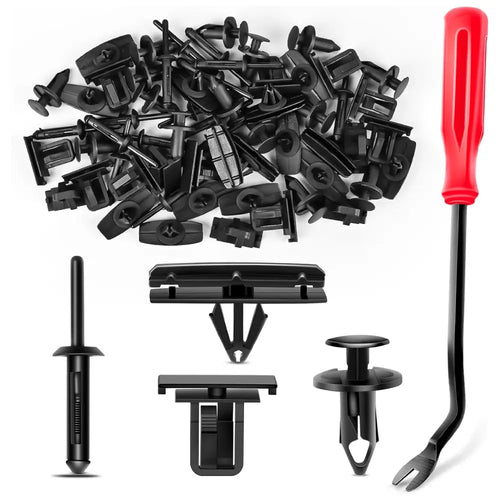 Nilight 60 Pcs Fender Flare Rocker Moulding Clip Assortment 68039280-AA, 55156429-AA, 6503598, 6501559 Replacement for Jeep Wrangler Chrysler Ford GMC with 1 Fastener Remover