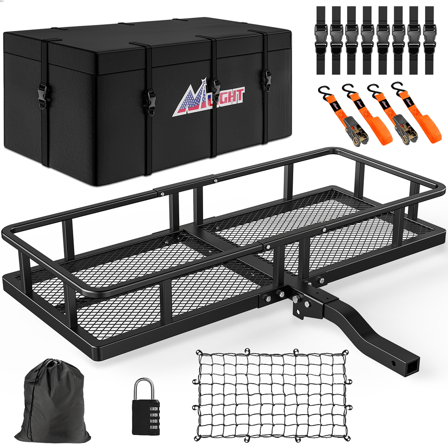 Nilight 60 x 24 x 7.87 Inch Hitch Cargo Carrier Fits 2-Inch Receiver With Waterproof Cargo Bag Cargo Net Ratchet Straps