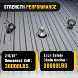 Nilight 60618 Puck System Gooseneck Hitch Ball Kit, Compatible with 2013-2025 Dodge RAM 2500 3500, 2-5/16 Inch Gooseneck Ball for Truck Bed with 2 Safety Chain Anchors w/Storage Box, view 6