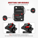 Nilight 60A Circuit Breaker Resettable 12-48V DC Manual Reset w/Copper Wire Lugs Surface Mount Overload Protection, view 6