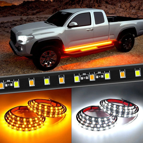 Nilight 60 Inch 144 Leds Running Board Amber White Light Strip (Pair)
