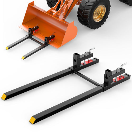 Nilight 60Inch 4000lbs Clamp on Pallet Forks Heavy Duty Tractor Forks with Adjustable Stabilizer Bar