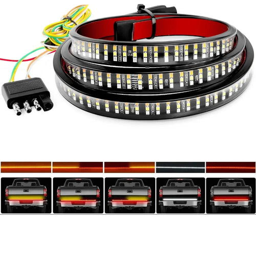 Nilight 60 Inch 504Leds Amber Red White Triple Row LED Tailgate Light Strip