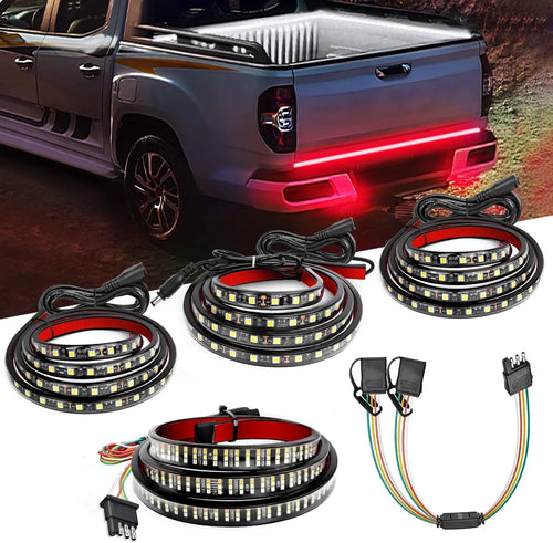 Nilight 60 Inch 504Leds Red White Amber Triple Row LED Tailgate Light Strip 4Way Y-Splitter 3PCS