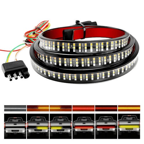 Nilight 60 Inch 504Leds Red White Triple Row LED Tailgate Light Strip