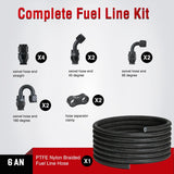 Nilight 6AN 20FT PTFE Fuel Hose Kit with 12PCS AN6 Fittings&Hose Separator | Fit E85 Nylon Stainless Steel Braided Fuel Hose Universal for Automotive Racing Engines, view 5