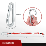 Nilight 6FT Breakaway Trailer Cable Stainless Steel Spring Towing Coiled Wire, view 2