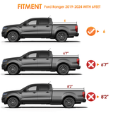 Nilight 6ft Soft Roll Up Truck Bed Cover for Ford Ranger 2019 2020 2021 2022 2023 2024, view 3