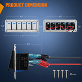 Nilight 6Gang Aluminum 3Pin ON/Off Blue Led Rocker Switch Panel, view 2