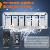 Nilight 6Gang Aluminum 3Pin ON/Off Blue Led Rocker Switch Panel, view 3