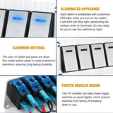 Nilight 6Gang Aluminum 3Pin ON/Off Blue Led Rocker Switch Panel, view 6