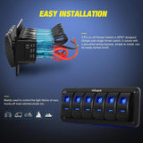 Nilight 6Gang Aluminum 5Pin ON/Off Blue Rocker Switch Panel, view 3