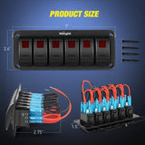 Nilight 6Gang Aluminum 5Pin ON/Off Red Rocker Switch Panel, view 2