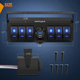 Nilight 6Gang Aluminum 5Pin SPST Blue Rocker Switch Panel w/ PD Type C and USB Charger Voltmeter, view 2
