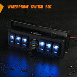 Nilight 6Gang Aluminum 5Pin SPST Blue Rocker Switch Panel w/ PD Type C and USB Charger Voltmeter, view 5