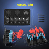 Nilight 6Gang Aluminum Laser ON/Off Blue Rocker Switch Panel w/ Dual USB Charger Cigarette Voltmeter, view 2