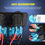 Nilight 6Gang Aluminum Laser ON/Off Blue Rocker Switch Panel w/ Dual USB Charger Cigarette Voltmeter, view 4