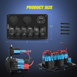 Nilight 6Gang Aluminum Laser Rocker Switch Panel w/ Cigarette Lighter Dual USB Voltmeter, view 2