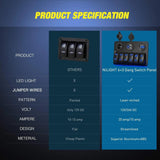 Nilight 6Gang Aluminum Laser Rocker Switch Panel w/ Cigarette Lighter Dual USB Voltmeter, view 6