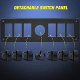 Nilight 6Gang Aluminum ON/Off Blue Rocker Switch Panel w/ QC 3.0 Dual USB Charger Voltmeter, view 3