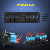 Nilight 6Gang Aluminum ON/Off Blue Rocker Switch Panel w/ QC 3.0 Dual USB Charger Voltmeter, view 6