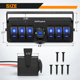 Nilight 6Gang Aluminum ON/Off Rocker Switch Box w/ QC 3.0 Dual USB Charger Voltmeter, view 2