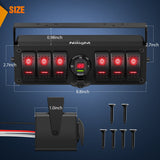Nilight 6Gang Aluminum ON/Off Rocker Switch Box w/ QC 3.0 Dual USB Charger Voltmeter with Red Backlit, view 2