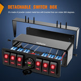 Nilight 6Gang Aluminum ON/Off Rocker Switch Box w/ QC 3.0 Dual USB Charger Voltmeter with Red Backlit, view 6