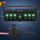 Nilight 6Gang Aluminum ON/Off Rocker Switch Box w/ QC 3.0 Dual USB Charger Voltmeter, view 2