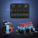 Nilight 6Gang ON/Off Green Rocker Switch Panel w/ Dual USB Cigarette Lighter Socket Voltmeter, view 2