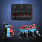 Nilight 6Gang ON/Off Red Rocker Switch Panel w/ Dual USB Cigarette Lighter Socket Voltmeter, view 2