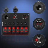 Nilight 6Gang ON/Off Red Rocker Switch Panel w/ Dual USB Cigarette Lighter Socket Voltmeter, view 3