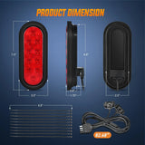 Nilight 6 Inch Oval Red LED Hitch Cargo Carrier Trailer Tail Lights W/ Flush Mount Grommets Wire Harness (Pair), view 3