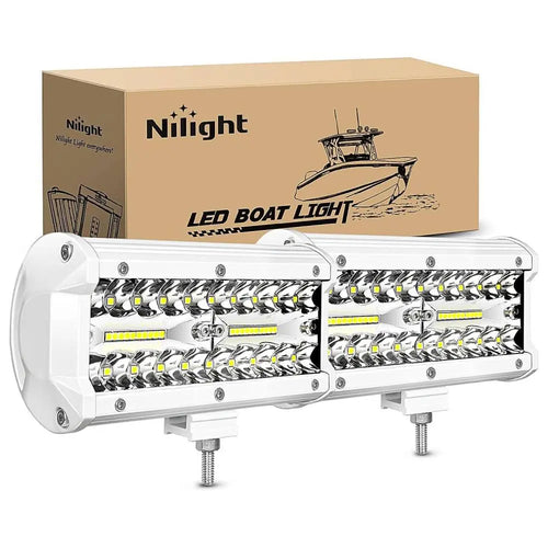 Nilight 6.5 Inch 120W Spot Flood Combo White Case Led Light Bar (Pair)