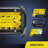 Nilight 6.5 Inch 120W Triple Row Amber White Spot Flood LED Light Bars (Pair), view 3
