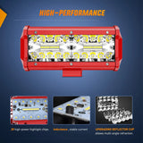 Nilight 6.5 Inch 120W Triple Row Red Case Spot Flood LED Light Bars (Pair) | 16AWG Wire 3Pin Switch, view 2