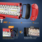 Nilight 6.5 Inch 120W Triple Row Red Case Spot Flood LED Light Bars (Pair) | 16AWG Wire 3Pin Switch, view 4