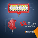 Nilight 6.5 Inch 120W Triple Row Red Case Spot Flood LED Light Bars (Pair) | 16AWG Wire 3Pin Switch, view 6