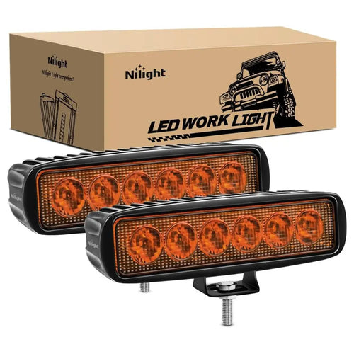 Nilight 6 Inch 18W Amber White Spot LED Work Lights (Pair)