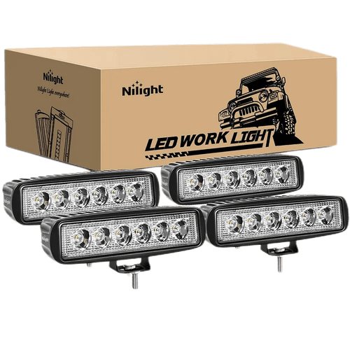Nilight 6.3 Inch 18W Spot LED Work Lights (2 Pairs)