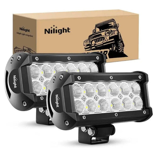 Nilight 6.5 Inch 36W 1260LM Double Row Flood Led Light Bars (Pair)