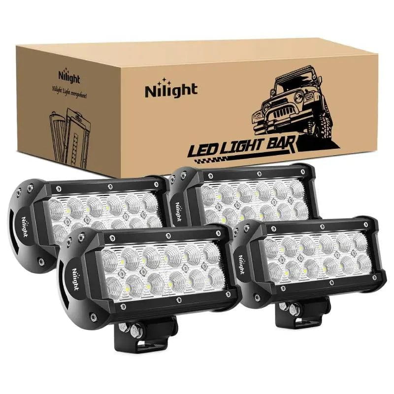 Nilight 6.5 Inch 36W 3600LM Double Row Flood LED Light Bars (2 Pairs)