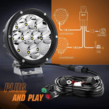 Nilight 5.7 Inch 50W 6500LM Round Spot Flood LED Work Lights (Pair) | 16AWG DT Wire, view 3